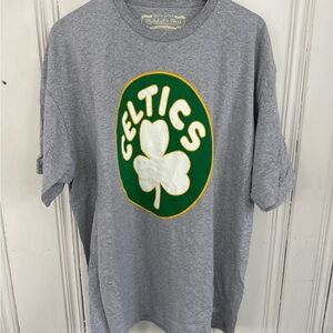 Mitchell & Ness Gray Celtics Tee with Green and White Logo